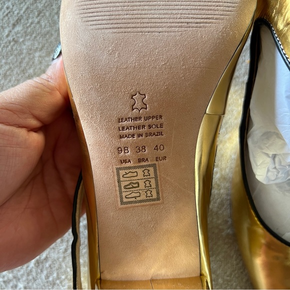 Kat Maconie Gold Mirror "Maggie" Mary Jane Heels Size 9 - Picture 8 of 11
